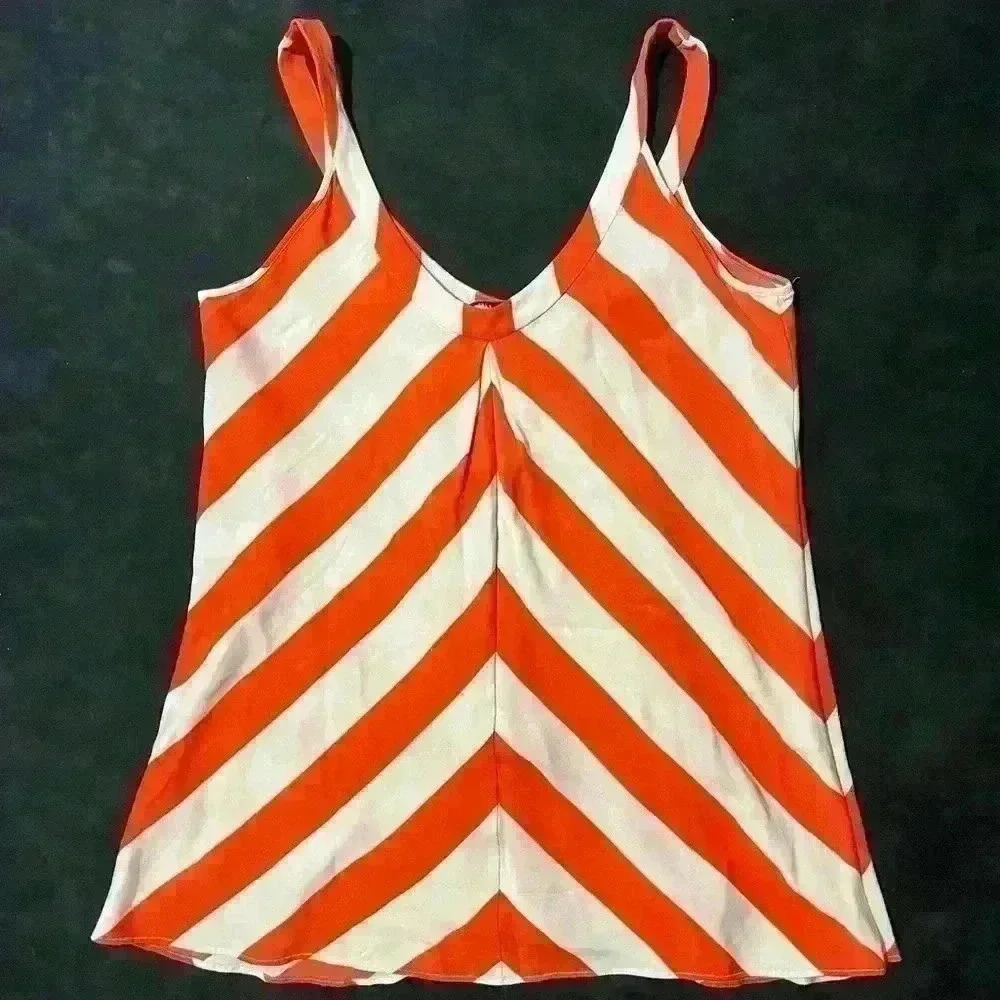 Diane Von Furstenberg Pastel Summer Striped Nautical Pink Silk Womens Size 4 DVF - Picture 2 of 5